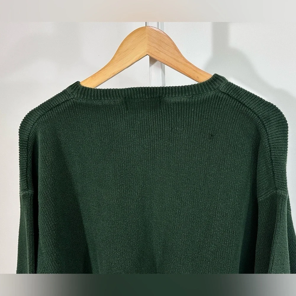 90’s Eddie Bauer Waffle Knit Cotton Crewneck Sweater | Forest Green medium